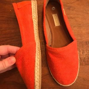 Kaanas Anthropologie espadrille flats tomato red